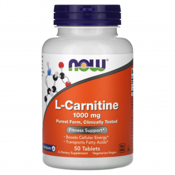 Аминокислота NOW FOODS L-CARNITINE TARTRATE 1000мг, 50 таблеток Аминокислота NOW FOODS L-CARNITINE TARTRATE 1000мг, 50 таблеток