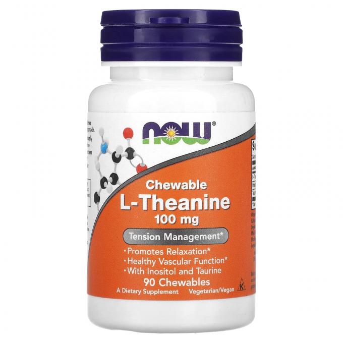 Аминокислота NOW FOODS L-THEANINE 100MG PLUS 90 пастилок NS29580