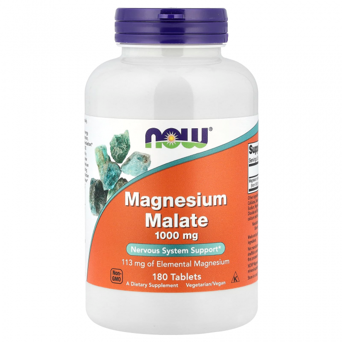 Минералы NOW FOODS MAGNESIUM MALATE 1000mg 180 таблеток NS29595